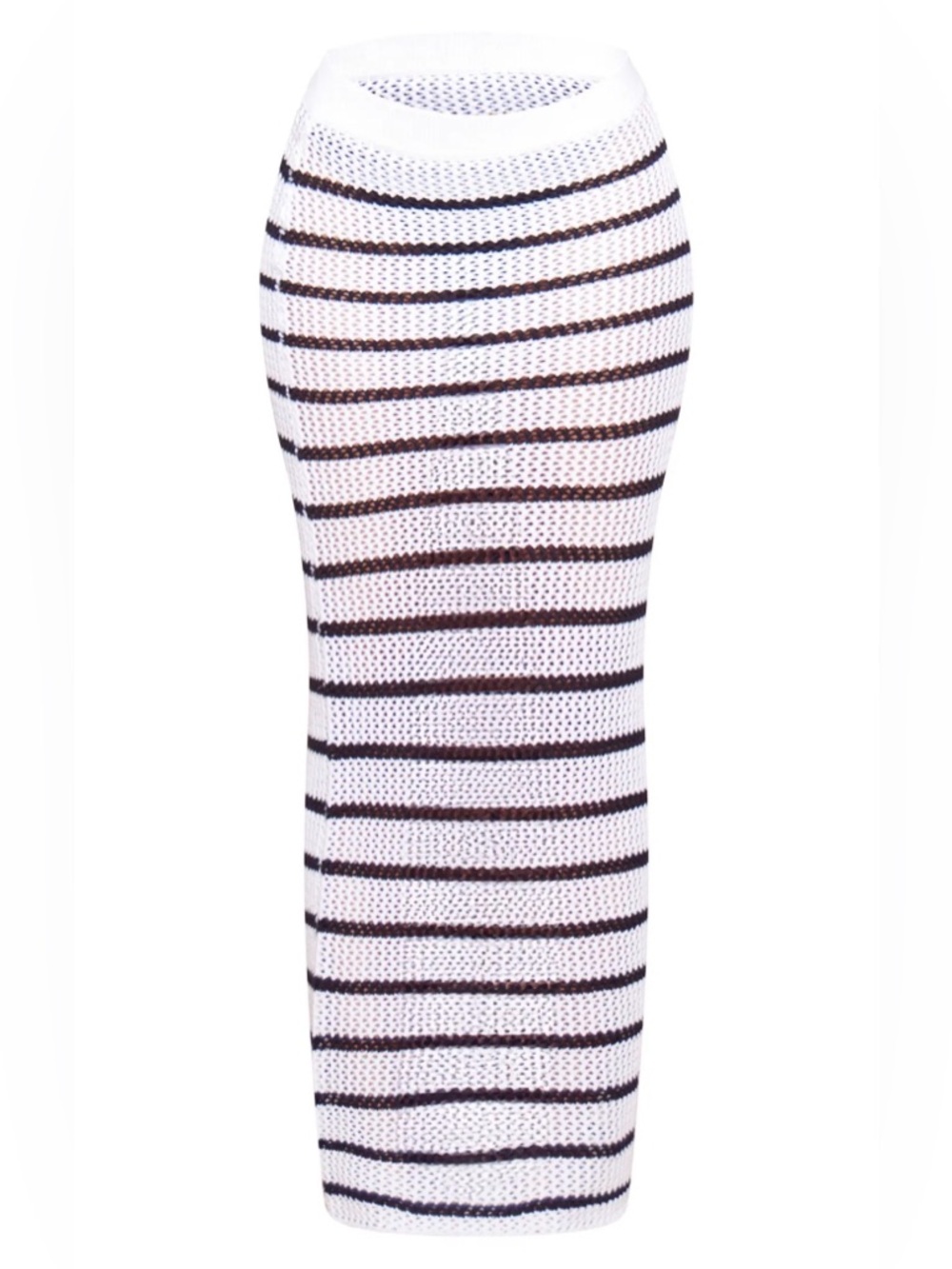 PrettyLittleThing Monochrome Stripe Crochet Knit Maxi Skirt XS NWT - Picture 4 of 4